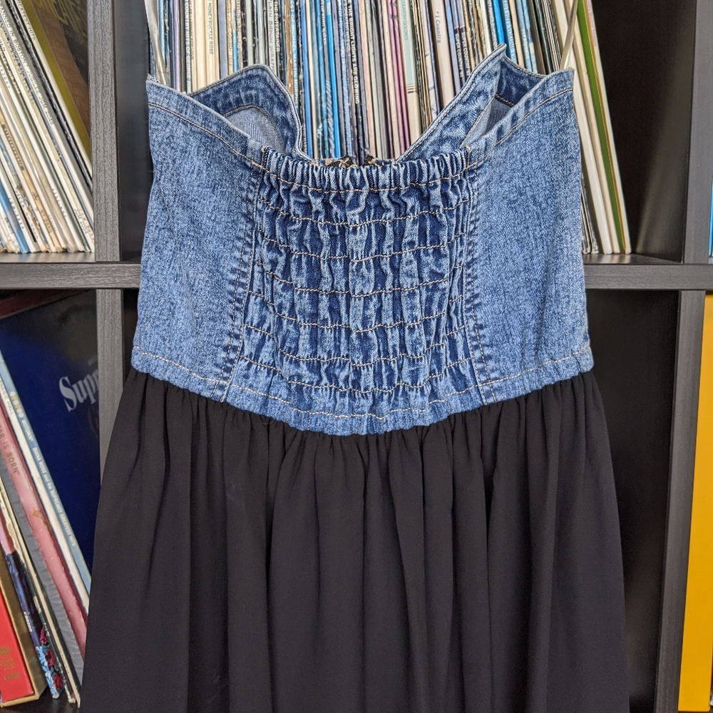 Denim High Low Chiffon Dress - Picture 4 of 5